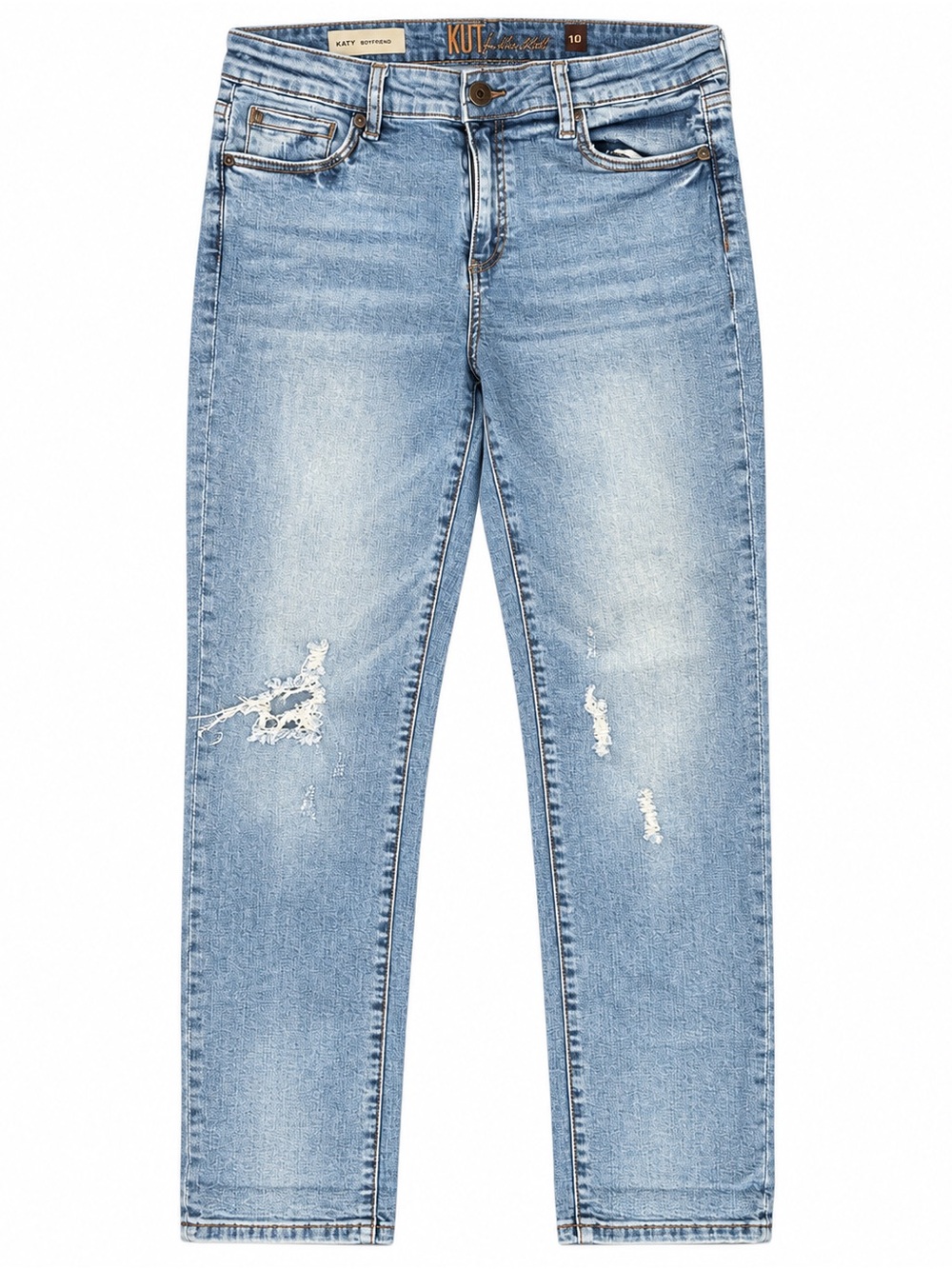 KUT from the Kloth Katy Boyfriend Jeans Size 10 Light Wash Distressed
